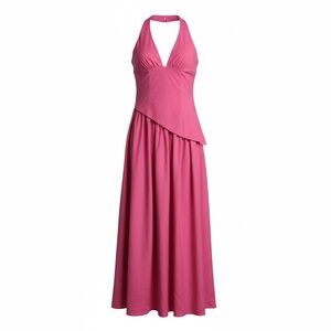 Chic Asymmetrical Halter Dress in Pink